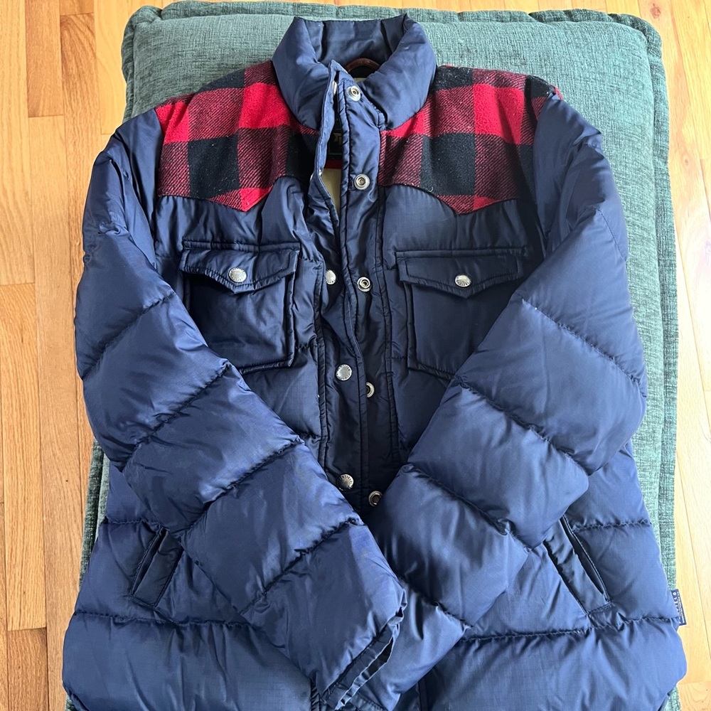 Penfield Navy and Red Puffer Jacket
